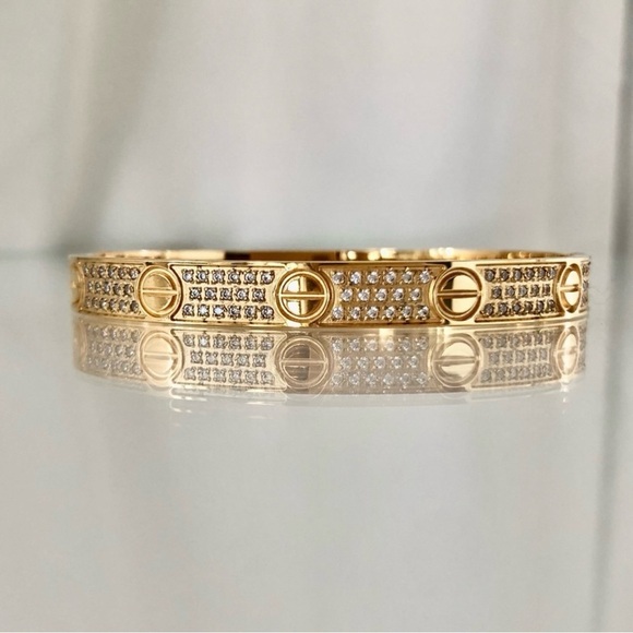 Pave Diamond Stainless Steel Love Screw Bangle Bracelet with Screwdriver opener - Picture 10 of 14